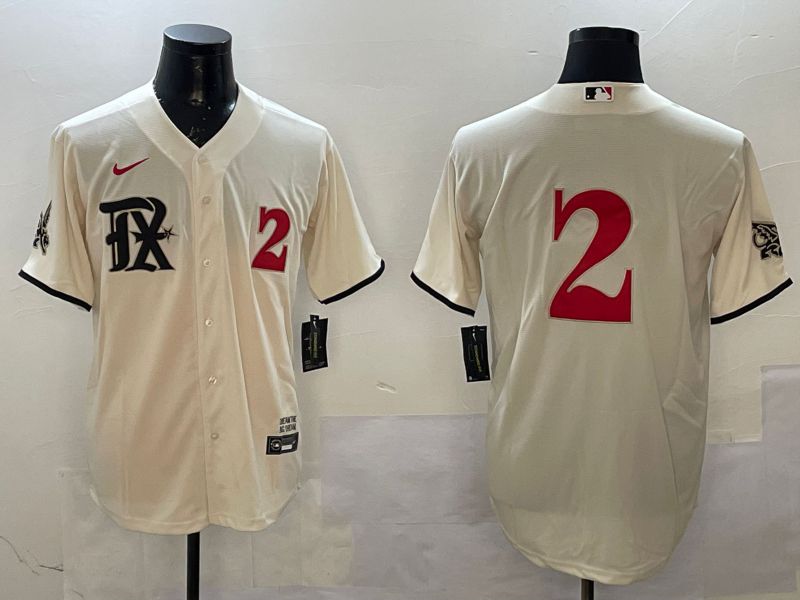 Men Texas Rangers #2 No Name Cream City Edition Game Nike 2025 MLB Jersey style 1